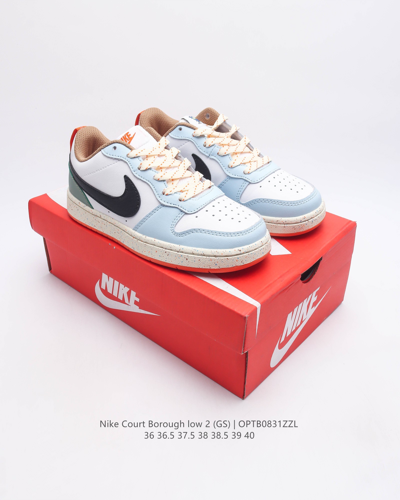 Nike Court Borough Low 2 Gs Bq5448-017 36 36.5 37.5 38 38.5 39 40 Optb0831Zzl