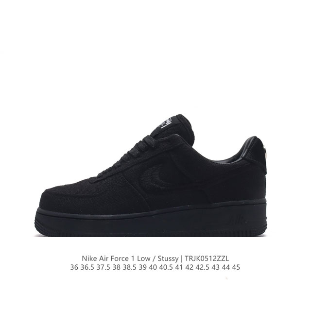 Stussy X Nike Air Force 1 '07 Cz9084-001 36 36.5 37.5 38 38.5 39 40 40.5 41 42