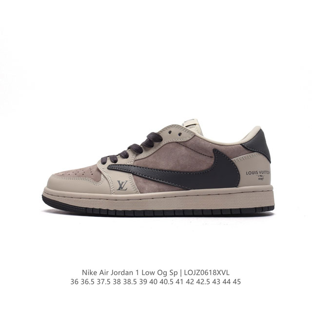 louis Vuitton X Travis Scott X Nike Air Jordan 1 Low Og Sp Damier Azur Brown Lv