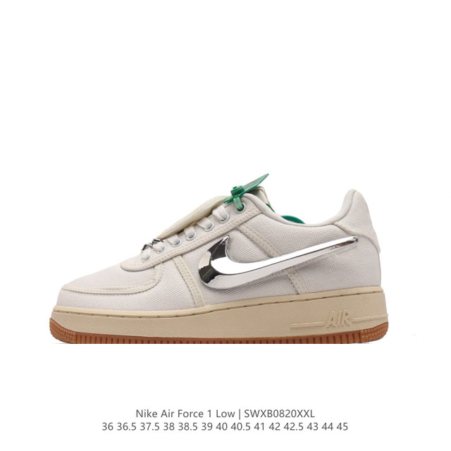 af1 35 logo travis Scott X Nike Air Force 1 Low Ravis Scott White Aq4211-101 36