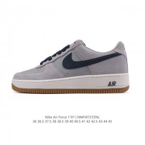 a company-grade Nike Air Force 1 '07 Low white sneaker with a thick sole and hei