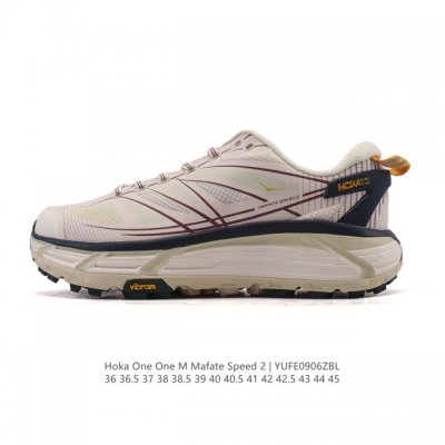 The Hoka One One Mafate Speed 2 Low, a lightweight, low-top outdoor trail runni