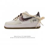 Company-grade Nike Air Force 1 '07 Low white sneakers, deconstructed, lace-up, p