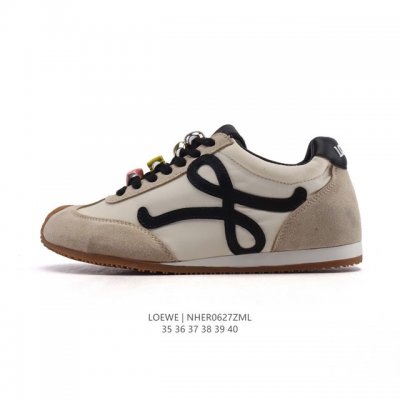 Corporate level Loewe Ballet Runner leather and fabric splicing simple round-to