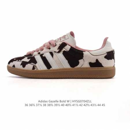 Adidas Originals Gazelle Indoor Retro Trefoil Cow Print Plush Textile Upper Non - Click Image to Close