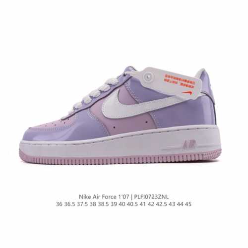 a company-grade Nike Air Force 1 '07 Low white sneaker with a thick sole and hei