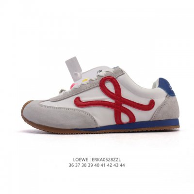 loewe Ballet Runner Leather And Fabric Splicing Simple Round Toe Lace-Up Low-