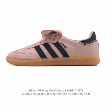 Adidas Wb pony Tonal Samba Sneakers, Milk Print Plush Fabric Upper, Large Tongue - Click Image to Close
