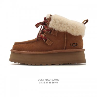 Company-grade Ugg snow boots, high-top, turn-down collar, side zipper, heel pul