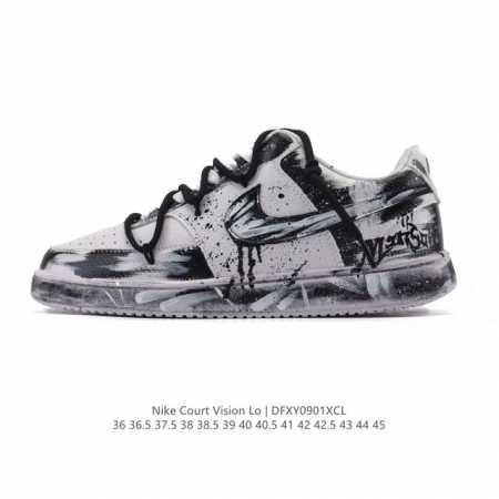 Nike Court Vision Low, a retro basketball sneaker with a deconstructed double l - Click Image to Close