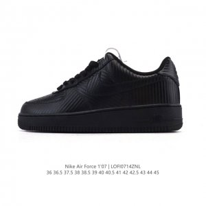 a company-grade Nike Air Force 1 '07 Low white sneaker with a thick sole and hei