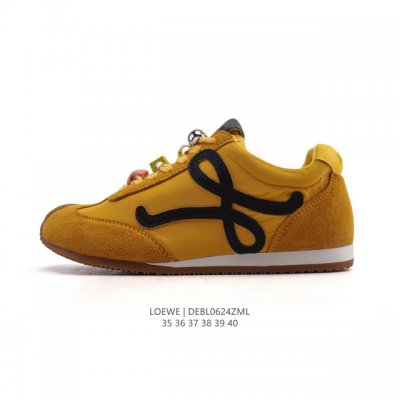 Corporate-level Loewe Ballet Runner leather and fabric splicing simple round-toe