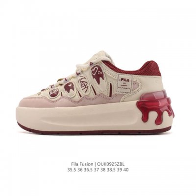 Fila Fusion, a company-grade, women's daddy's sneaker, features a thick sole, h