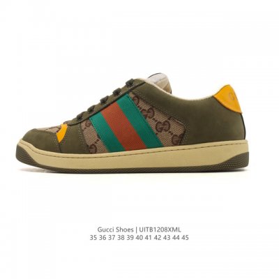 Gucci Screener series distressed sneakers, fashionable platform shoes with heigh