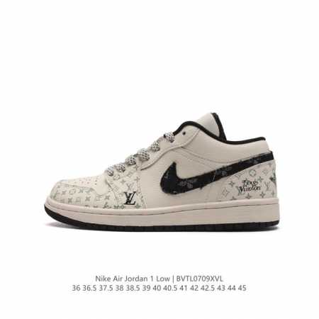 louis Vuitton X Travis Scott X Nike Air Jordan 1 Low Og Sp Damier Azur Brown Lv - Click Image to Close