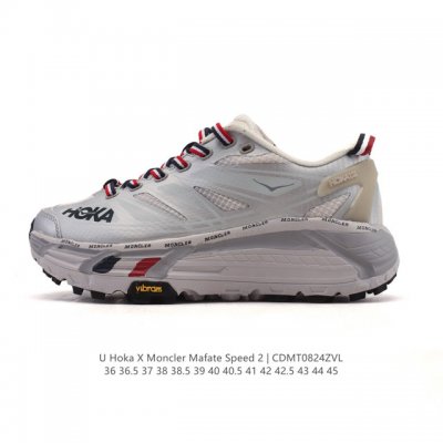 The company-grade Hoka One One x Moncler thick-soled, high-heeled dad shoes, a l