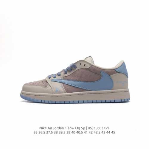 louis Vuitton X Travis Scott X Nike Air Jordan 1 Low Og Sp Damier Azur Brown Lv