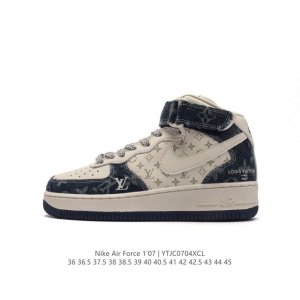 , Louis Vuitton x Nike Air Force 1'07 LV8 Mid Damier Azur LV Monogram # Air Sol