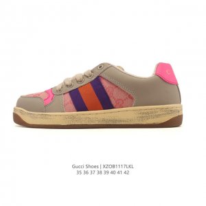 Gucci Screener series distressed sneakers, fashionable platform shoes with heig