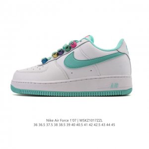 Nike Air Force 1 '07 Low, a versatile, platform, low-top white sneaker with cush