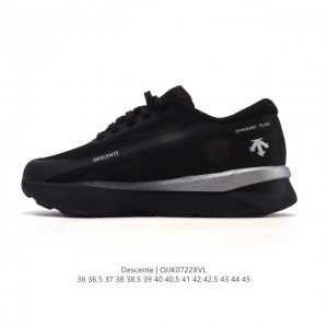 Descente Chron retro fabric sneakers for men and women, featuring a comfortable,