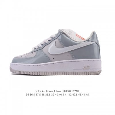 a company-grade Nike Air Force 1 '07 Low white sneaker with a thick sole and hei
