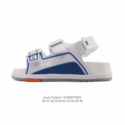 a corporate-grade, Lv-grade Louis Vuitton high-heeled casual sandal with a large