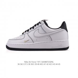 a company-grade Nike Air Force 1 '07 Low white sneaker with a thick sole and hei