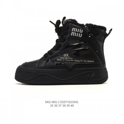 New Product - Company Grade Miumiu Women's Snow Boots, Warm High-Top Sneakers, S