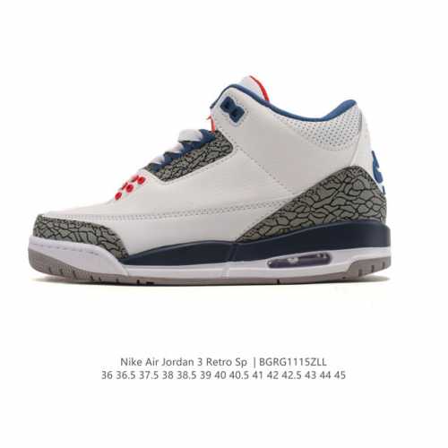 Company Grade Nike Air Jordan 3 Retro Series Basketball Shoes, a mid-top retro