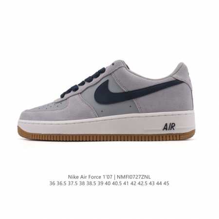 a company-grade Nike Air Force 1 '07 Low white sneaker with a thick sole and hei - Click Image to Close