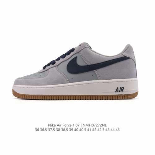 a company-grade Nike Air Force 1 '07 Low white sneaker with a thick sole and hei