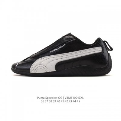 Puma x Balenciaga Speedcat series sneakers, thin-soled, suede, round-toe, distre