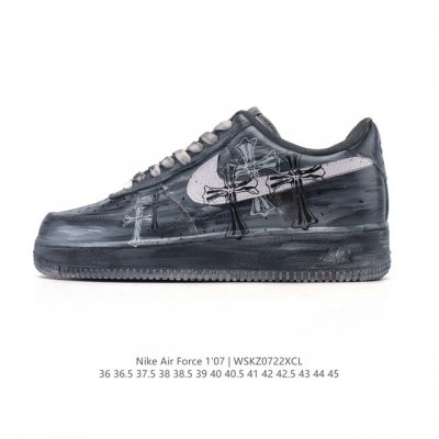 a company-grade Nike Air Force 1 '07 Low white sneaker with a thick sole and hei
