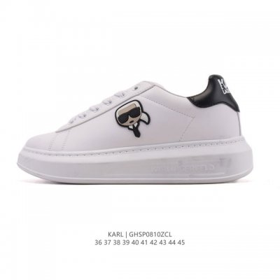 New arrival: Karl Lagerfeld low-top, round-toe, white leather lace-up sneakers