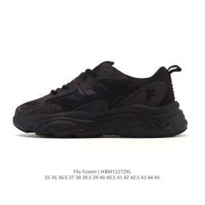 Company-grade Fila Fusion men's and women's chunky sneakers, platform shoes, ve