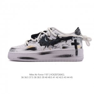 a company-grade Nike Air Force 1 '07 Low white sneaker with double laces and a t
