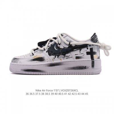 a company-grade Nike Air Force 1 '07 Low white sneaker with double laces and a t