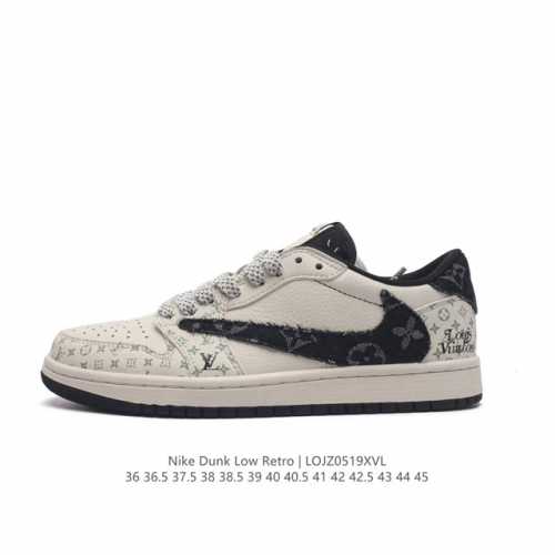 louis Vuitton X Travis Scott X Nike Air Jordan 1 Low Og Sp Damier Azur Brown Lv