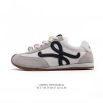 loewe Ballet Runner Leather And Fabric Splicing Simple Round Toe Lace-Up Low-