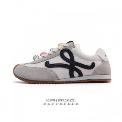 loewe Ballet Runner Leather And Fabric Splicing Simple Round Toe Lace-Up Low-