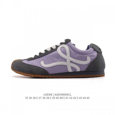 Corporate-level Loewe Ballet Runner leather and fabric splicing simple round-to