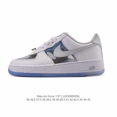 Corporate-grade Nike Air Force 1 '07 Low, a versatile mid-cut, thick-soled, hei