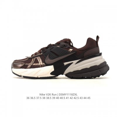 The Nike V2K Run, a retro low-top running shoe with shock absorption and slip r