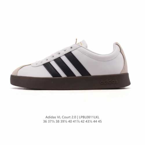 Adidas Vl Court 2.0 Shoes T-Toe Shoes. These white, casual sneakers are designe