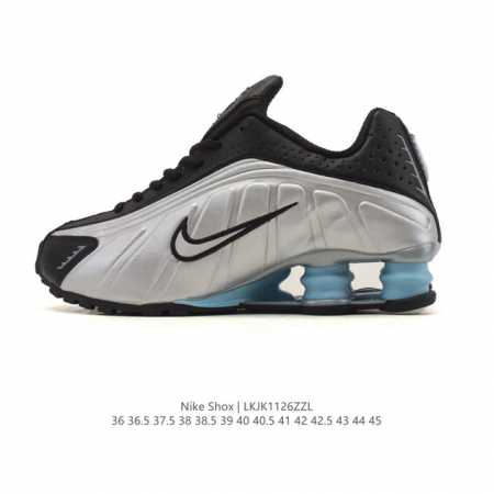 New Nike Shox R4 Tech-Style Sneakers. Metallic upper + super-sized cylinder snea - Click Image to Close