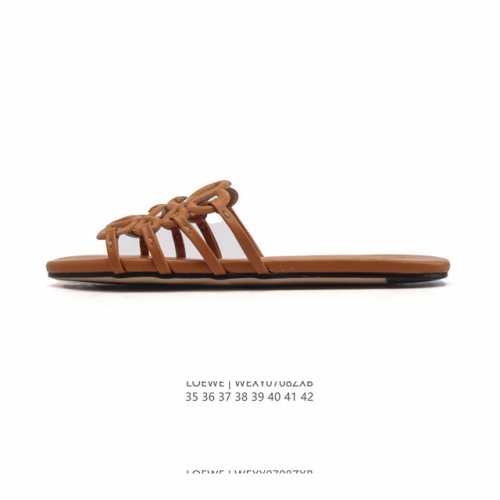 New company-level Loewe Petal Anagram calfskin square toe open-toe flip flops f