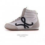 Corporate level Loewe Ballet Runner leather and fabric splicing simple round-to