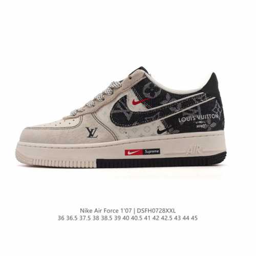 a company-grade Nike Air Force 1 '07 Low white sneaker with a thick sole and hei