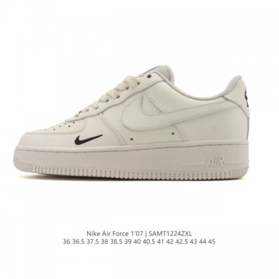 Nike Air Force 1 '07 Low, a low-top white sneaker with air cushioning, featurin